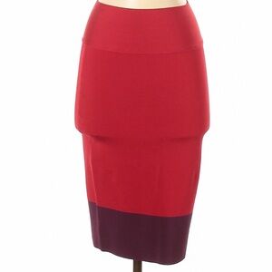 Express Red Colorblock Pencil Skirt with Burgundy Hem